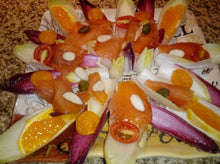 Load image into Gallery viewer, Endive Salad with Salmon Smoked - Capers - Orange - Golden Berry - Almonds - Tomato
