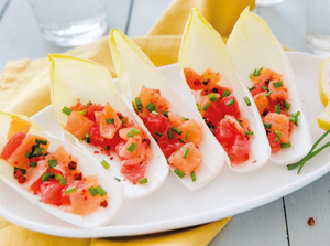 Endive - Smoked Salmon - Red Grapefruit Meat